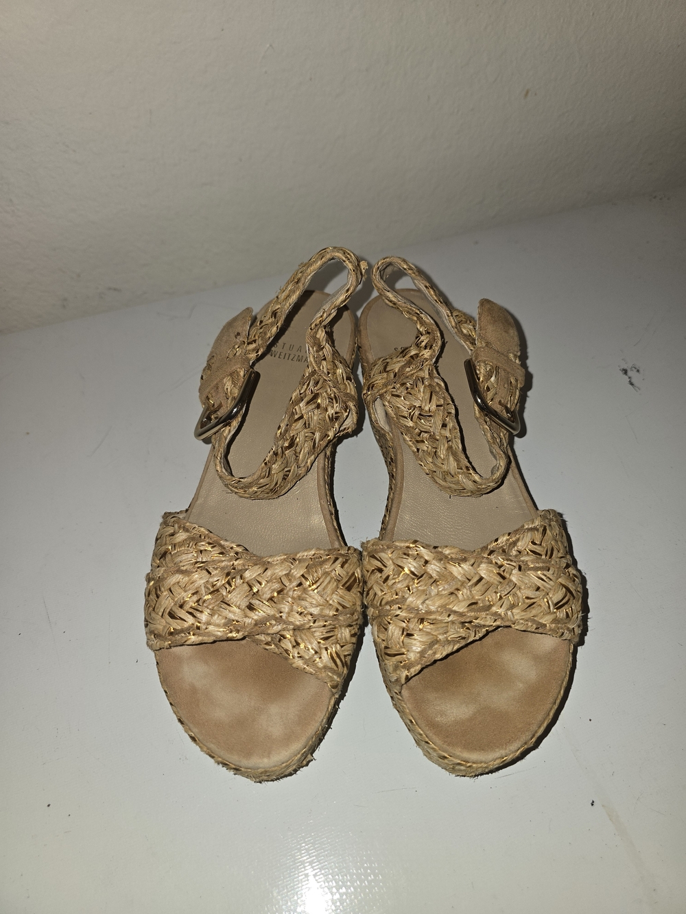 Stuart Weitzman Natural Braided Espadrille Slingback Sandals